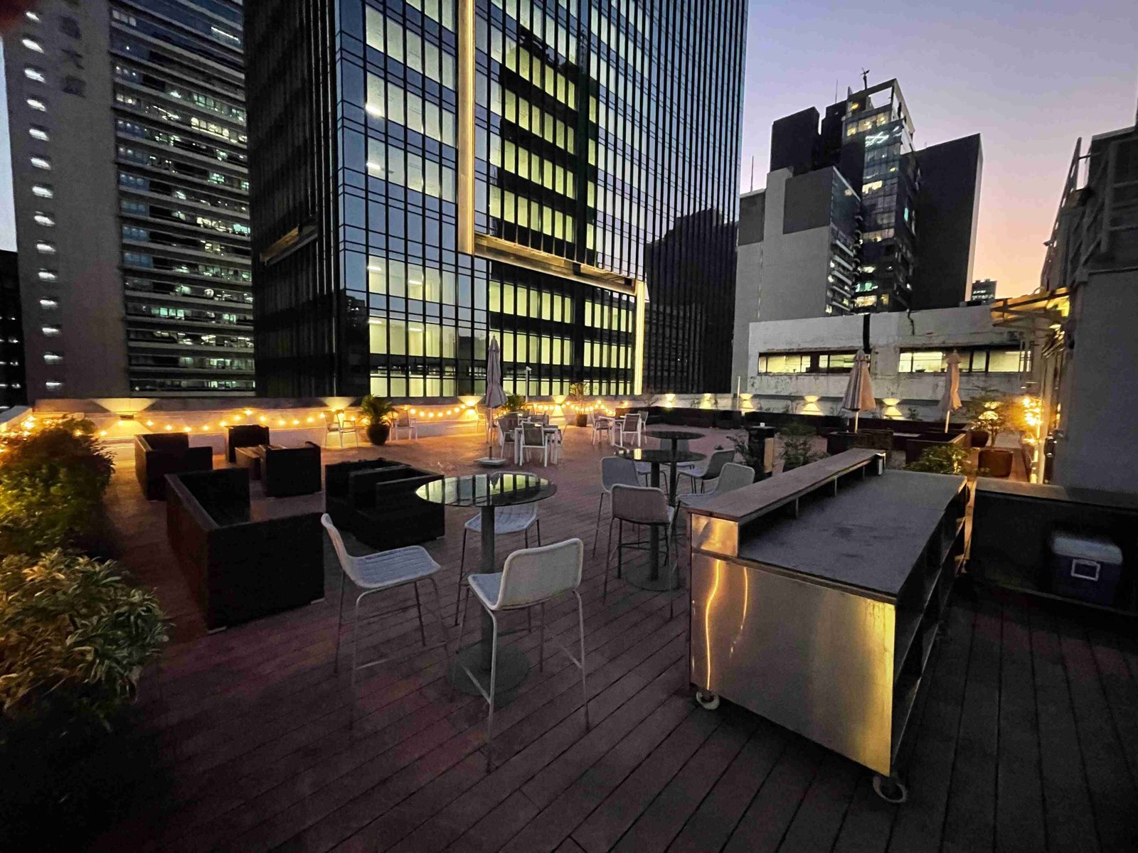 The rooftop terrace at The Hive, Lai Chi Kok